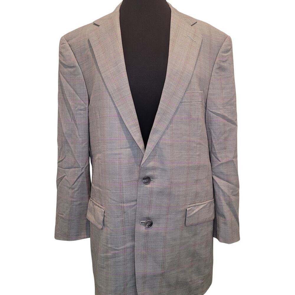 Ermenegildo Zegna Trofeo Wool Blazer Gray 44L Tailored Luxe Designer Business
